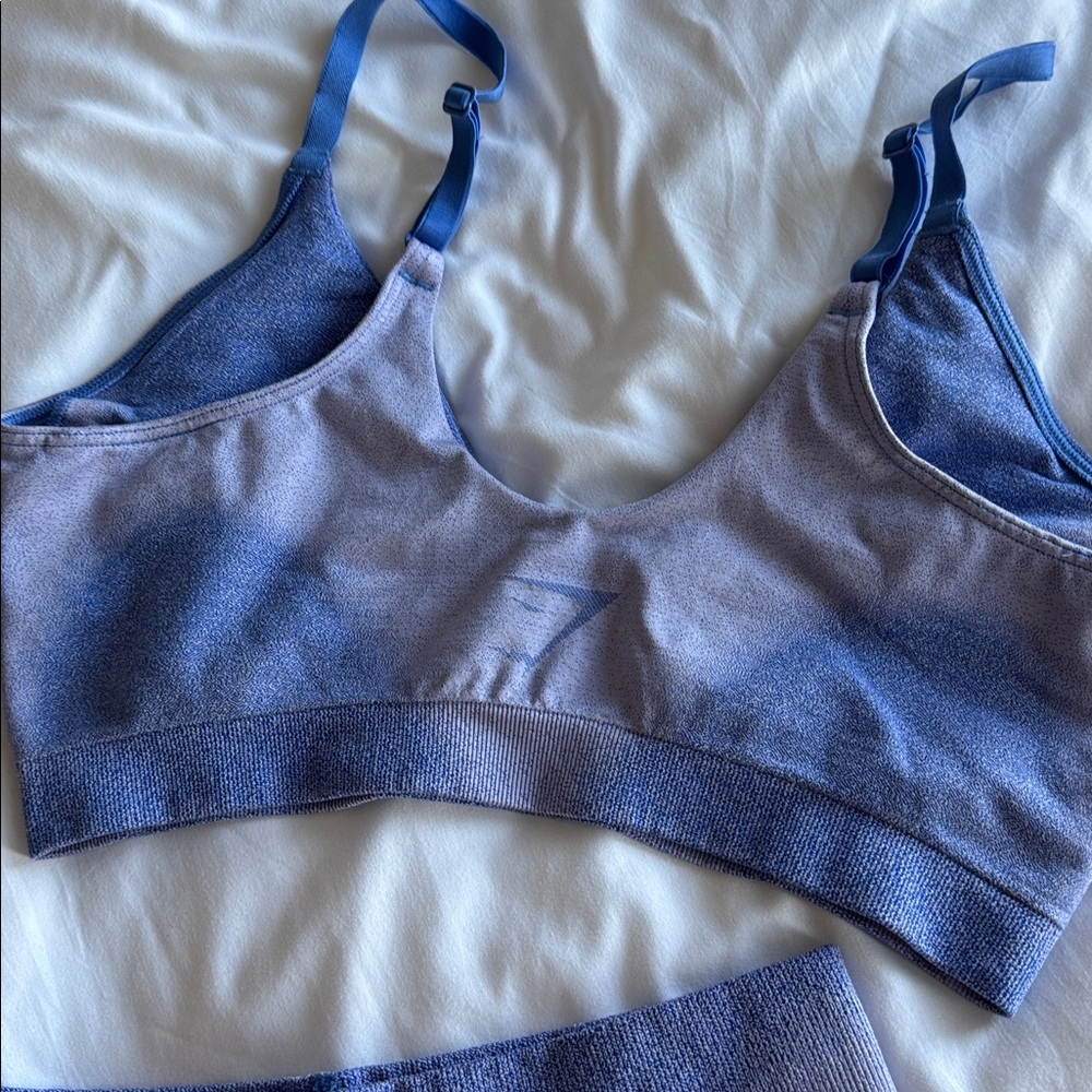 Gymshark Blue Sports Bra and Shorts Set - Picture 2 of 2